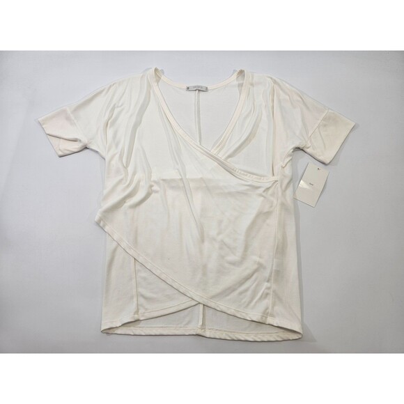 ALK Women's M Tresics Luxe Off-White Surplice Wrap Slinky Blouse Shirt Top NEW - Picture 5 of 7
